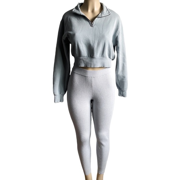 J. Crew Ribbed Ankle High Waisted Pants Leggings Athleisure Tight Loungewear S - Picture 10 of 13